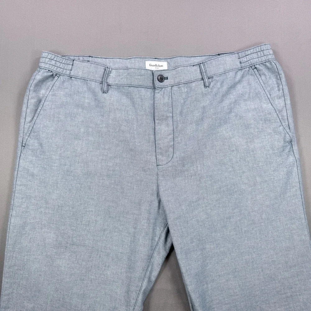 Goodfellow Mens XXL Blue 100% Cotton Elastic Waist Straight Leg Casual Pants